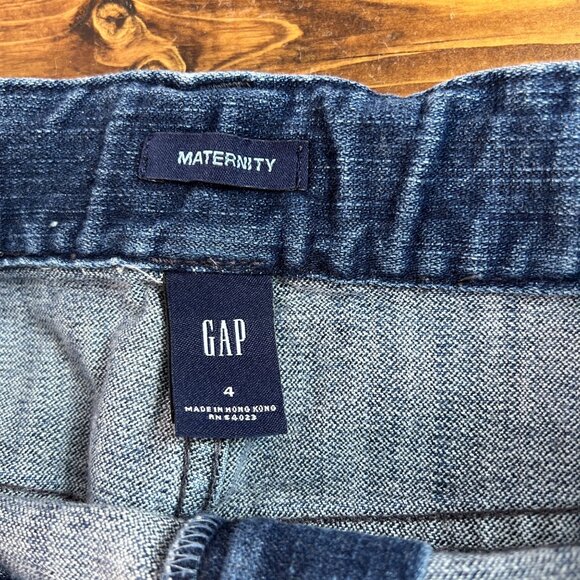 Gap Maternity Denim Skirt Medium Wash Size 4 Elastic Waistband Adjustable Tabs - Picture 3 of 11